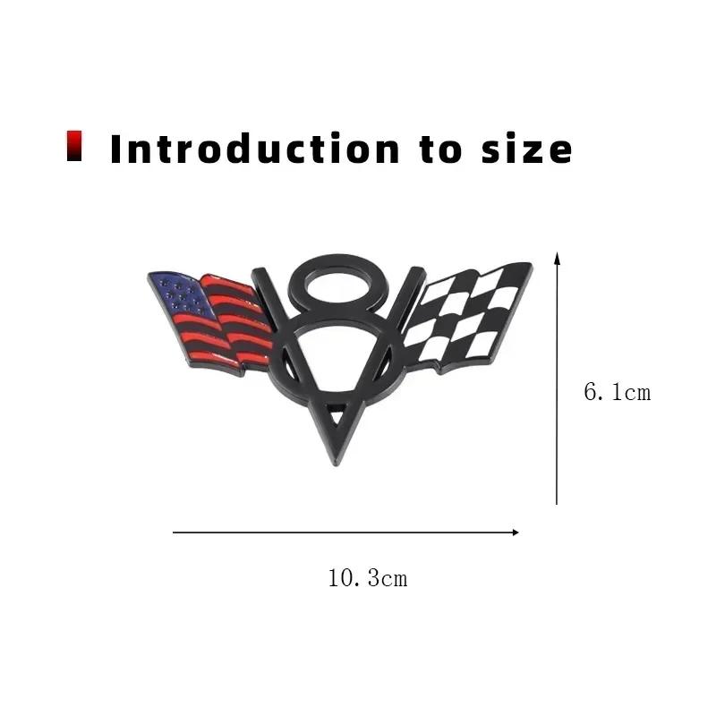 3D Metal V8 Italy France America US UK Flag Rear Trunk Fender Emblem Badge Sticker for Dodge Jeep Ford Accessories