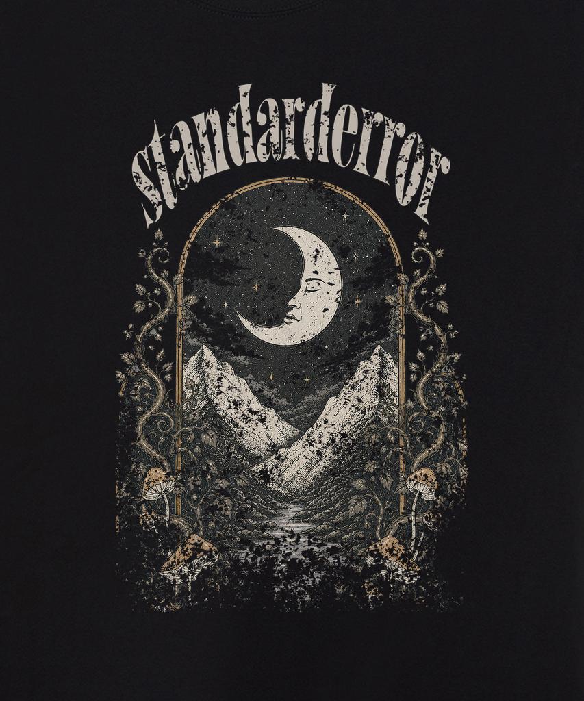 STANDARDERROR 87-Stan340 Vintage Mountain Moon Solid Short Sleeve T-Shirt (2 Colors)