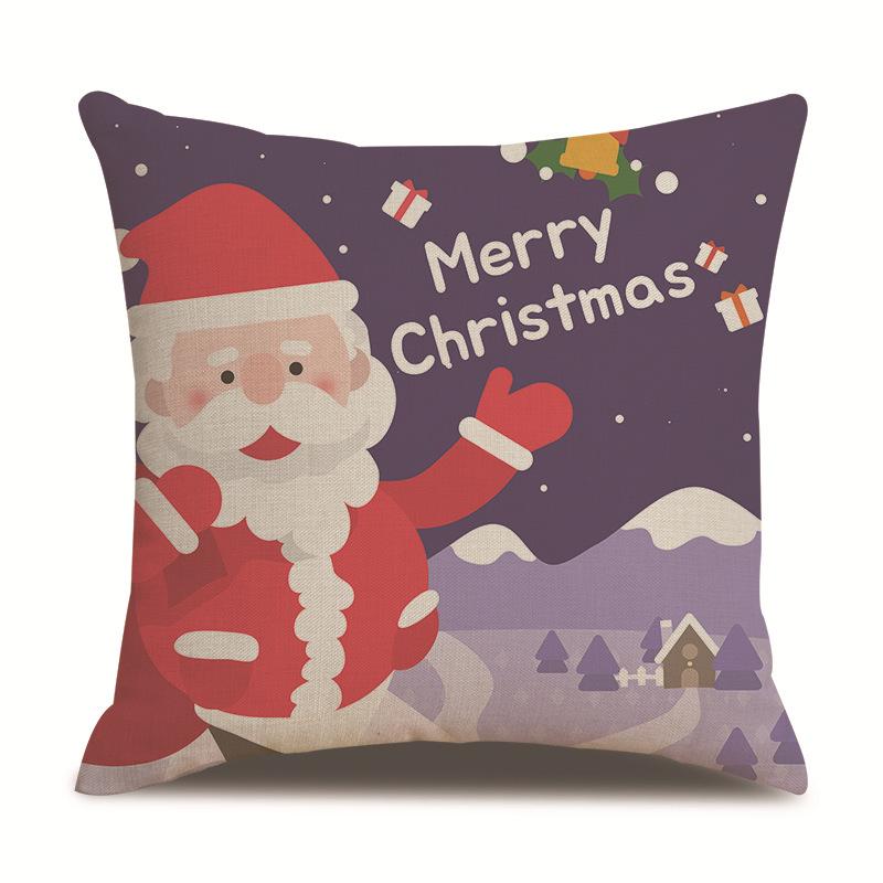 Christmas Pattern Single Sided Linen Pillow Case Living Room Pillow Case Bed Pillow Case Bedroom Pillow Case
