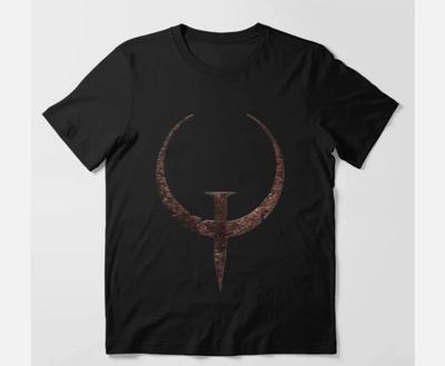 QUAKE 1 LOGO GAME T Shirt BLACK WHITE SIZES FROM S To 4XL