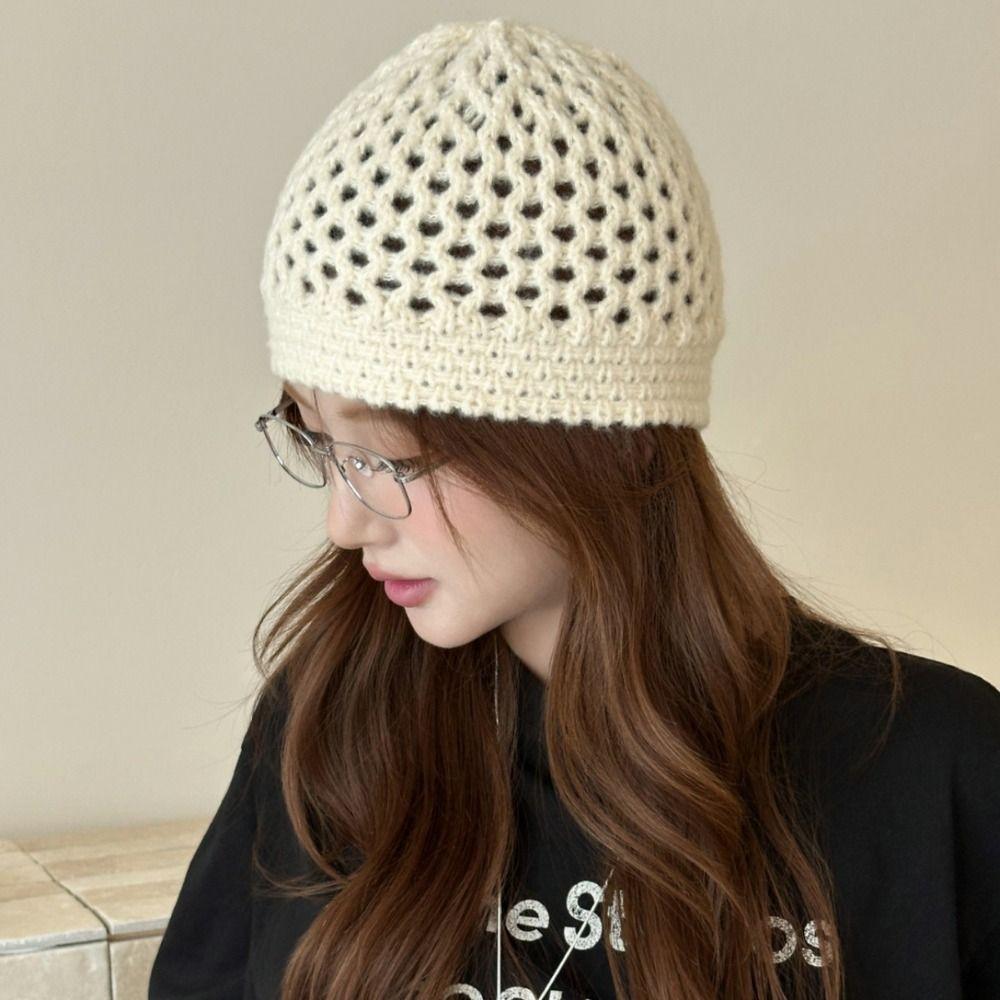 Hollow Out Crochet Pullover Hat Bohemian Style Weave Cap Sweet Knitted Beanies Hat  Girls