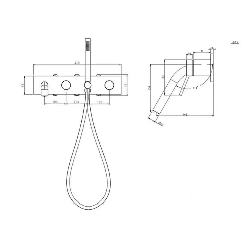 Brushed Gold In-wall Bathtub Faucet Widespread Bathtub Sink Mixer Tap Black Brass Bathroom Bath Shower Faucet Hand Shower Head