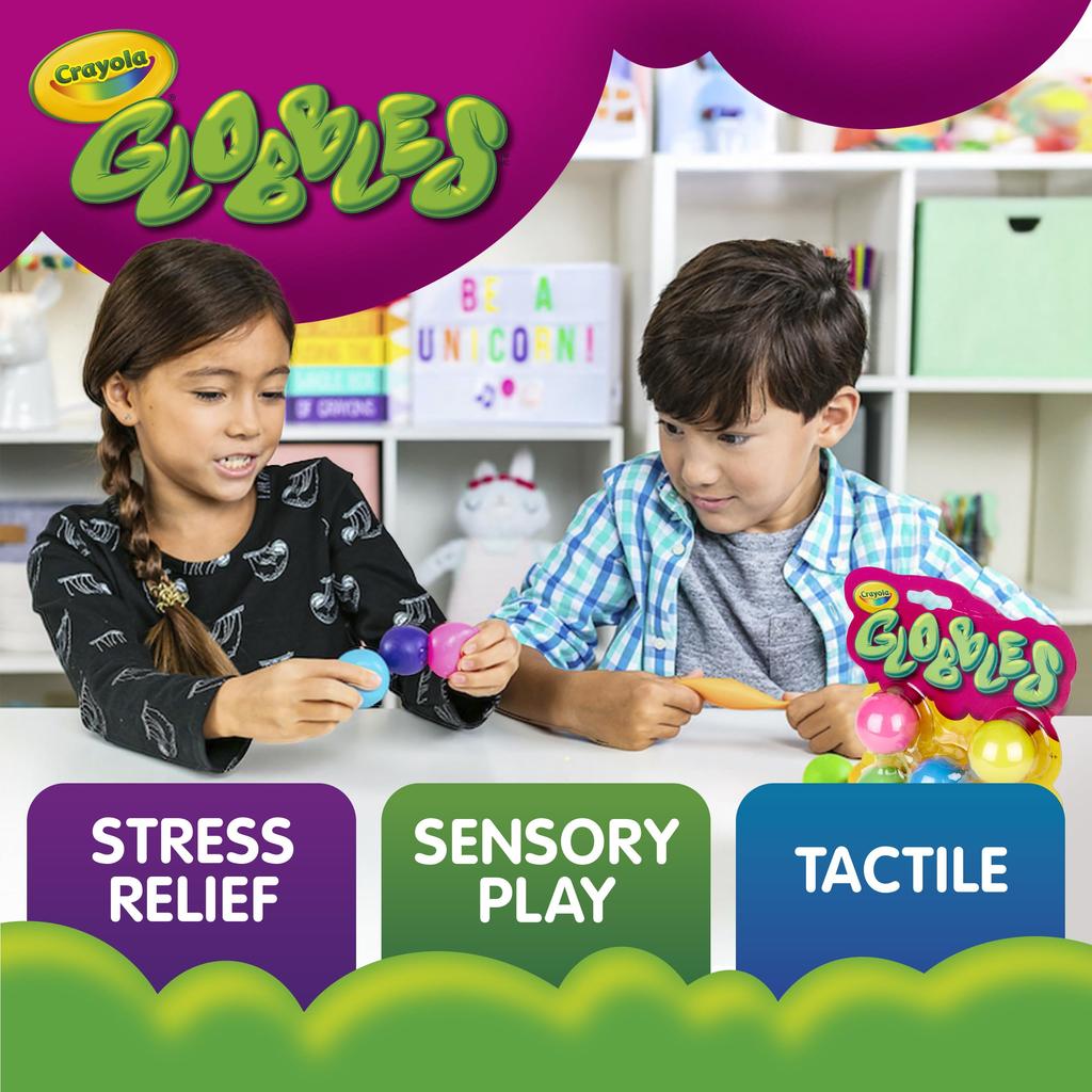 Crayola Globble Squeeze Sticky Stress Relief 747294 Toy, Ball, Toy, 6-Color Set, (Authentic Product)
