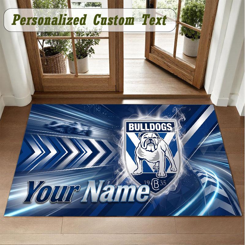 Crystal Velvet Square Rug Custom NameCanterbury-Bankstown Bulldogs Pattern Non Slip Home Floor Decor Rug