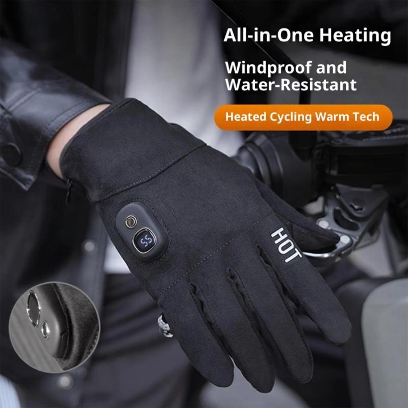 Rechargeable Electric Heated Winter Gloves Touchscreens Compatible Thermals Gloves With 3000mAh Battery For Skiing Cycling Commuting