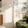 Arc Tree Floor Lamp with 3 Adjustable Rotating Lights, Industrial Standing Lamp with Steel Frame, Silver Tone