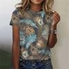 T-shirt da Donna con Stampa 3D Piuma di Pavone Estate Girocollo Maniche Corte Fresca T-shirt Grafica Casual Street Tee Shirts