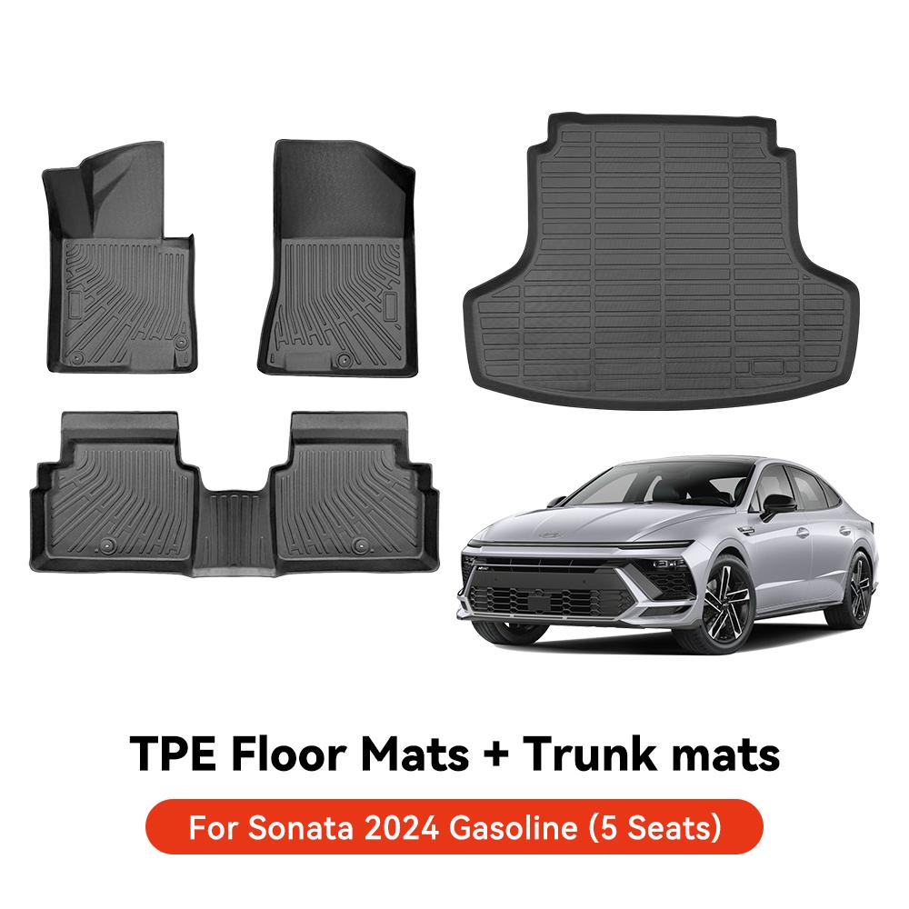 YZ For Hyundai Casper Elantra Ioniq 6 Kona Nexo Palisade Sonata Venue Car Trunk Mat Luggage Mat  TPE LHD Set Floor Liner Mat