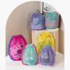 Mesh Lazy Toiletry Kits Coin Purse Dopamine Color Cosmetic Storage Bag Drawstring Large Capacity Fashion Travel Bathroom Bag