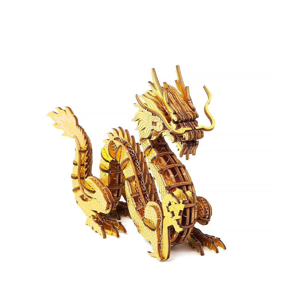 Dragon Gold 3D Wooden Puzzle DIY Craft Kit for Kids and Adults Educational Toy for Boys and Girls 3D Artwork and a Great Gift for Adults ki-gu-mi - -