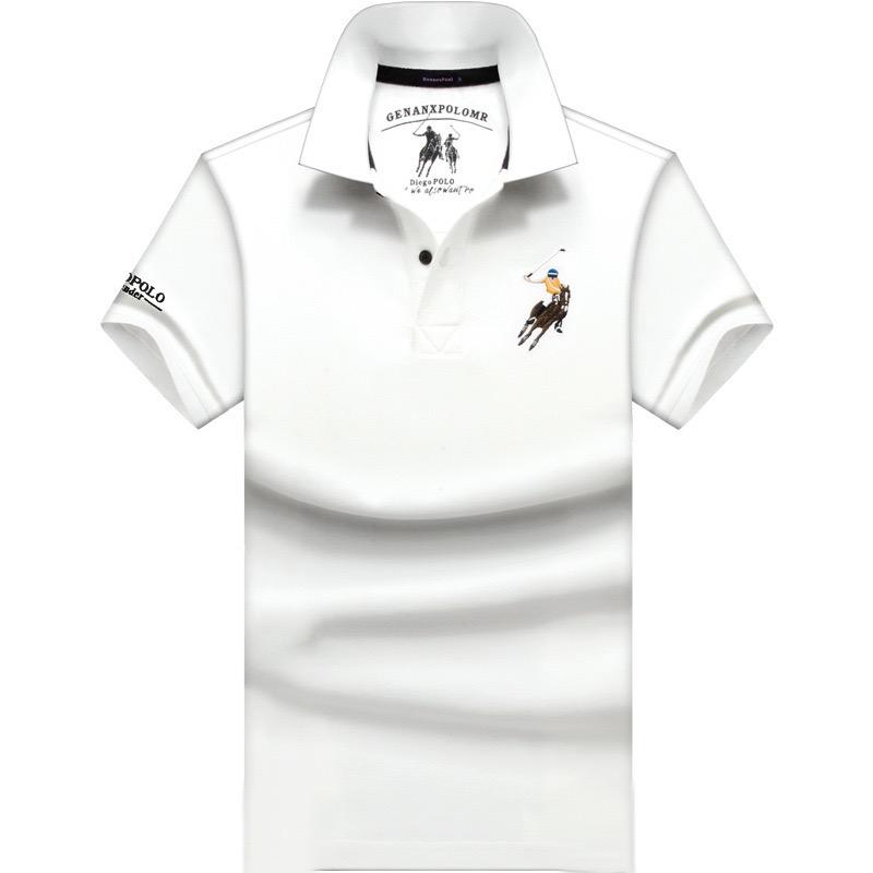 TrendHub Solid Plus Size Polo Shirt Men Casual Short Sleeve Lapel Button Shirt Embroidery