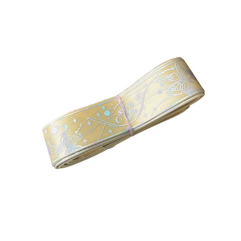 1 Roll DIY Hot Stamping Material Printed Pattern Butterfly Ribbon Creative Hot Stamped Ribbon Lace Accessories 2.5x450cm