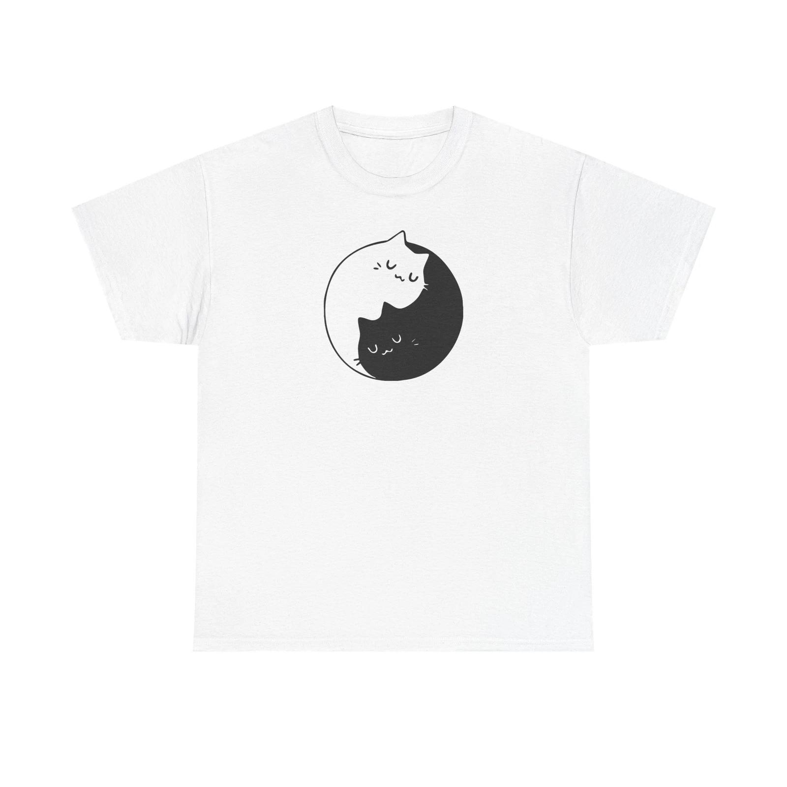 Yin Yang Cat Tee, Cute Cat TTshirt 4XL