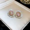 Silver Needle Flower Diamond Crystal Oval Earrings Fashion Temperament Earrings Light Luxury Niche Premium Earrings Wholesale Women