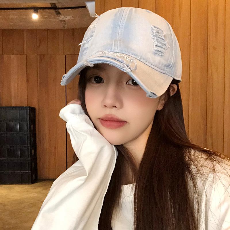 Baseball Denim Washed Cap With Wide Brim For Gift For Teens Protections Sun