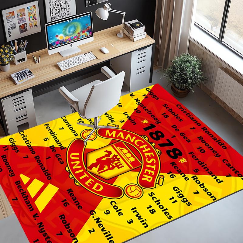Manchester United F.C Pattern Rug, Indoor/Outdoor Mat, for Picnic, Gameroom, Bedroom, Office, Living Room, Home Decor Carpet, Birthday Gift