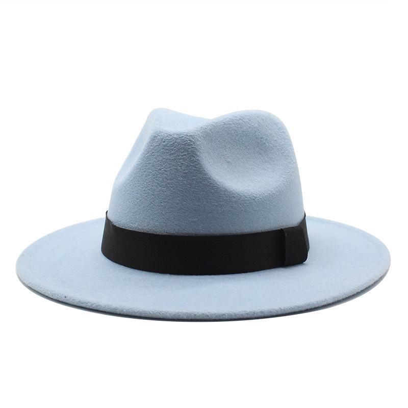 Fedora Unisex Vintage de Ala Ancha - Estilo Europeo y Americano Otoño/Invierno Sombrero de Fieltro de Lana Sintética