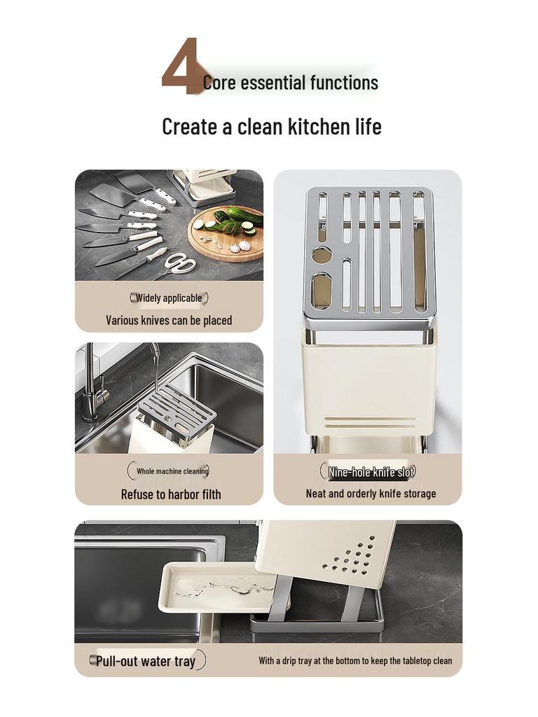 2026 Stainless Steel Multi-functional Kitchen Storage Rack for Knives, Cutting Boards, and Utensils