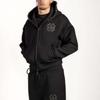 Felpa con cappuccio e zip casual larga tinta unita, tendenza retrò Y2K