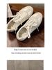 Women's Comfortable Genuine Leather Lace-Up Color Block Round Toe Height-Increasing Casual Sneakers