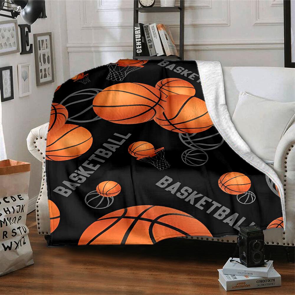 basketball Theme Printed Blanket - Perfect for Couch, Bed, Travel & Outdoor Use | Machine Washable, Cozy & Durable.