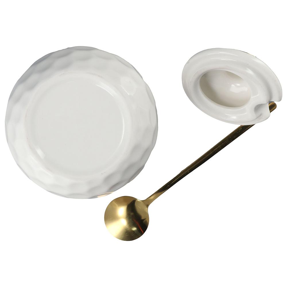 Ceramic Seasoning Jar 3.95*3.75 Inch Salt Container Easy To Clean Porcelain Salt Bowl Coffee Bar