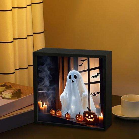Halloween Ghost Night Light Painting Photo Frame 3D Flame Horror Doll Glow