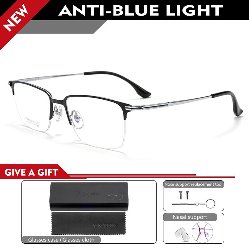 

VICKY Pure Titanium Half Frame Business Eyeglasses Frames Anti-blue Light Reading Glasses Men s Customized Prescription X15119B 0