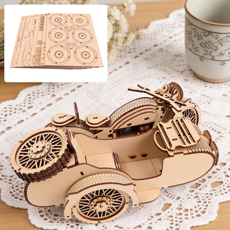 DIY 3D Wooden Tricycle Puzzle Model – Educational Desk Ornament Gift