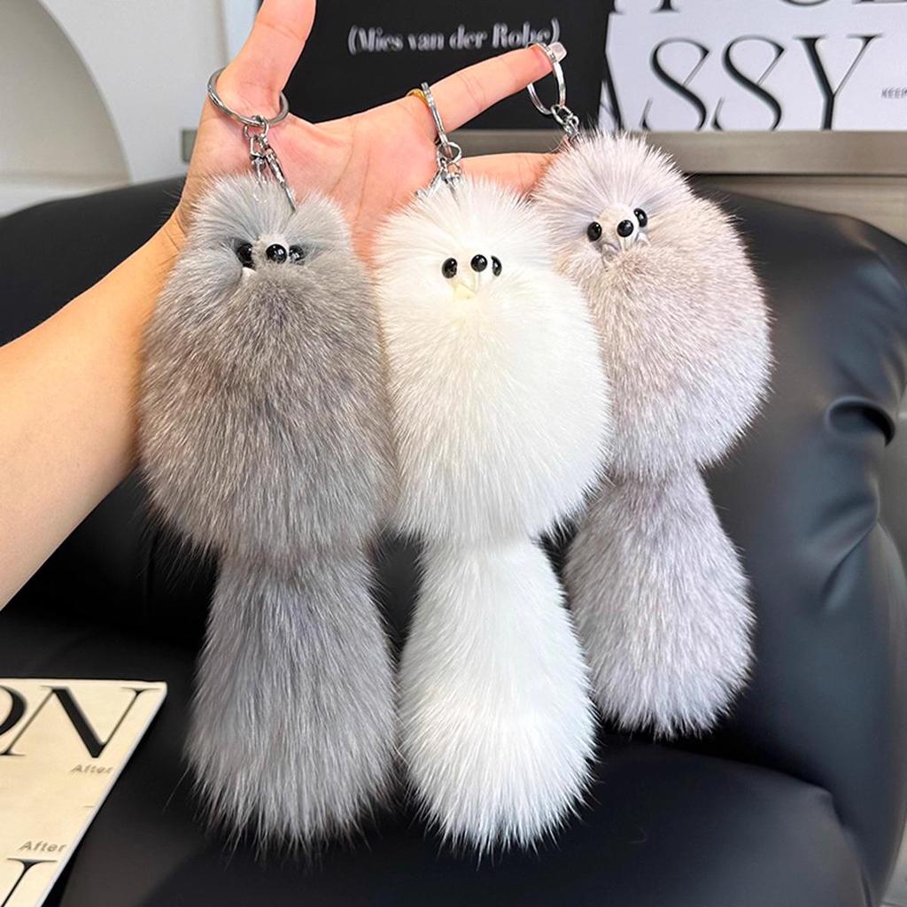 Cute Plush Fox Fur Keychain - Baby Fox Pendant & Cartoon Doll Bag Charm