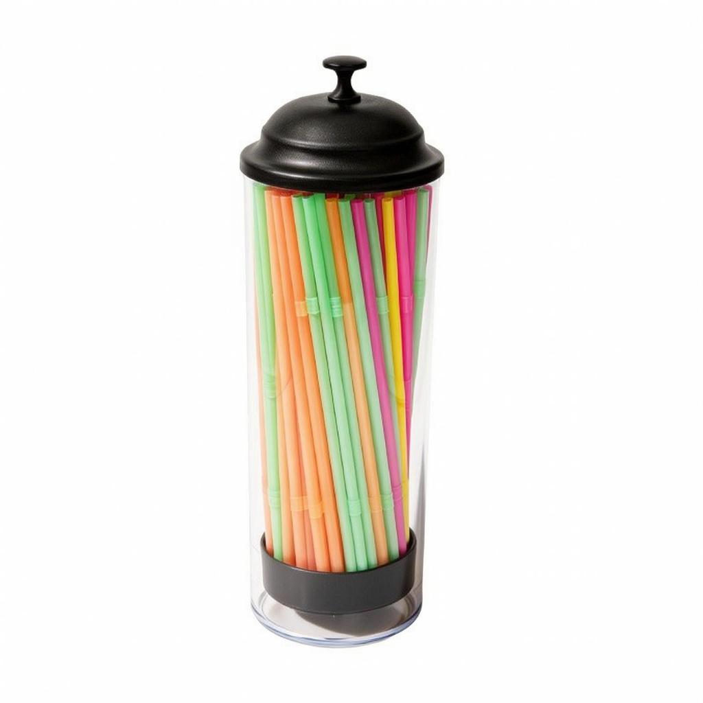 Cylindrical Straw Dispenser Transparent with Lid DustdustResistant for Restaurant,