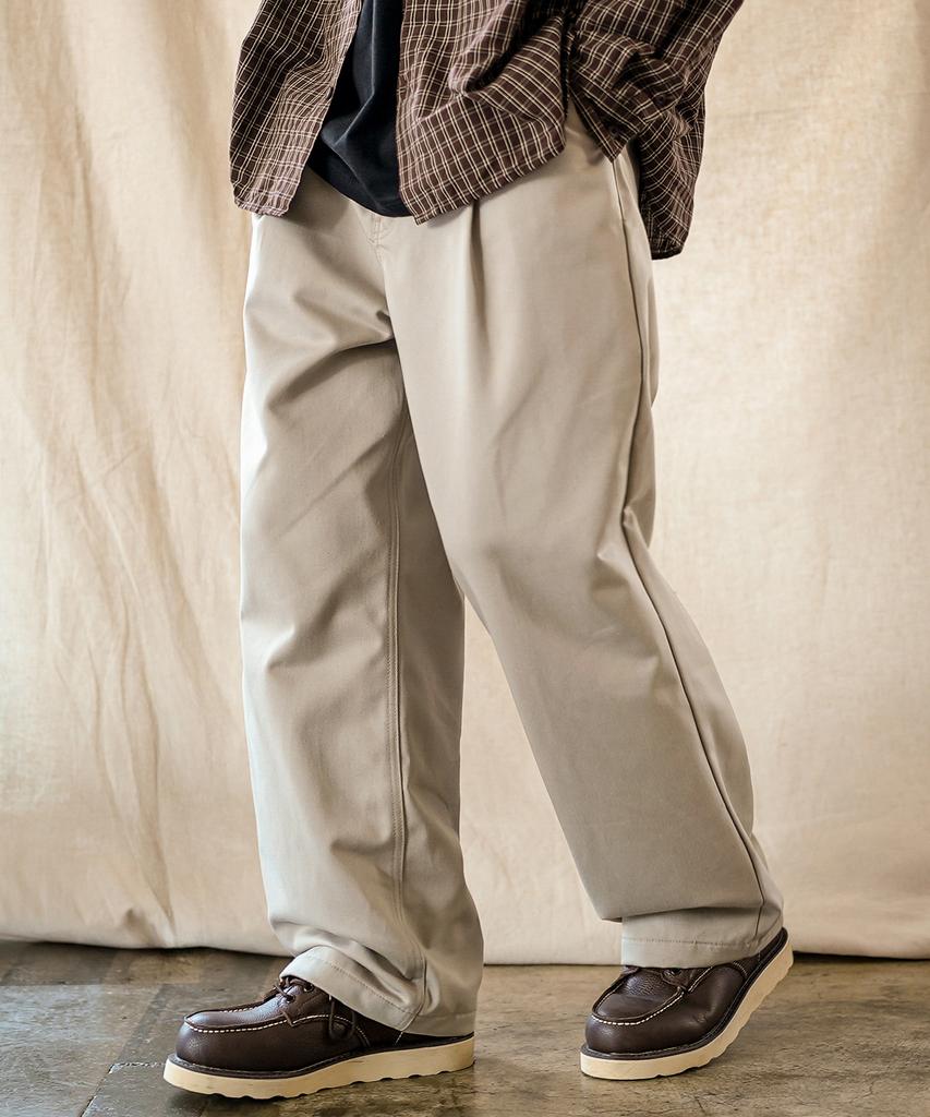JEMUT Deck One-Pleat Cp Wide Pants Light Beige Solp2602