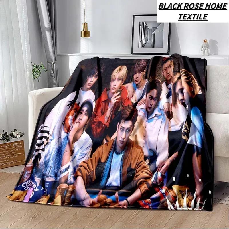 Manta con estampado de Arte de moda KPOP stray-kids Idol, sof de sala de estar, manta de felpa suave para dormir, Sbana de