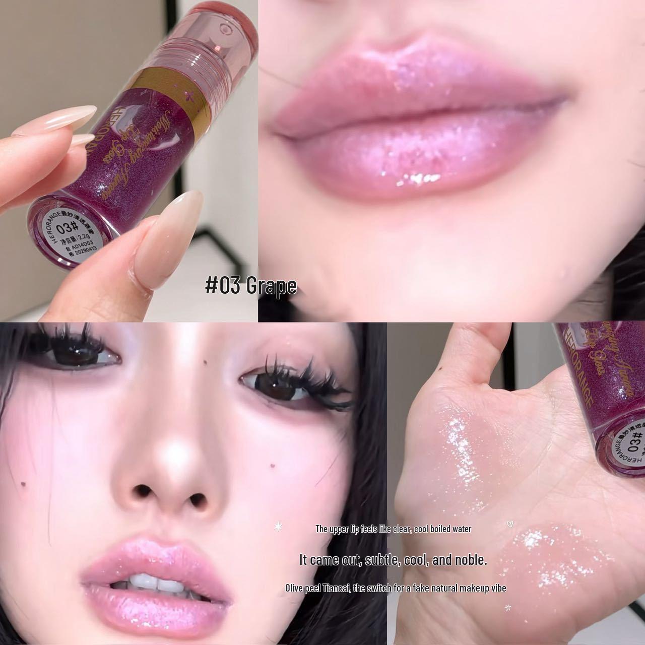 HERORANGE Clear Lip Gloss - Nourishing, Non-Sticky, Layerable Shine with Micro-Diamond Shimmer. 2.2g