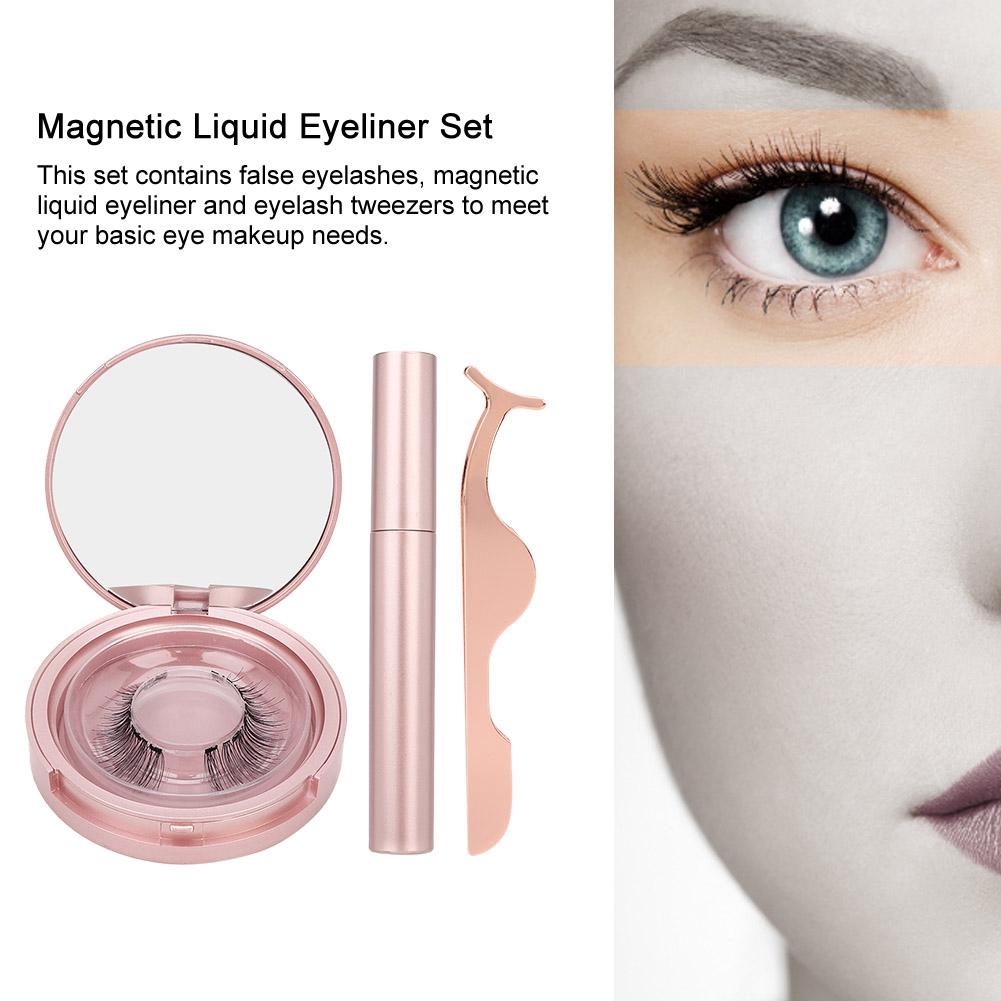 Round Tube Magnetic Liquid Natural False Eyelashes Lashes Tweezers Kit Cosmetic 001#