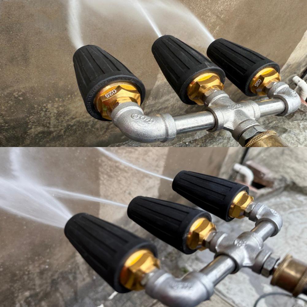 Pressure Washer-Turbo Nozzle Ceramic Cores Pressure Stainless Steel T-Joint Adapter 360° Rotating Turbos Efficiency Cleaning