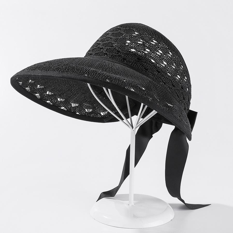 Versatile Hat Style Straw Woven Solid Color Hollow Womens Sun Hatscaps