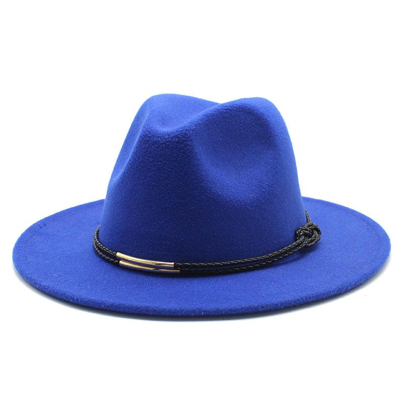 Hat Men'S And Women'S Jazz Hat Quarterly British Retro Belt White Top Hat Woolen Gentleman'S Hat
