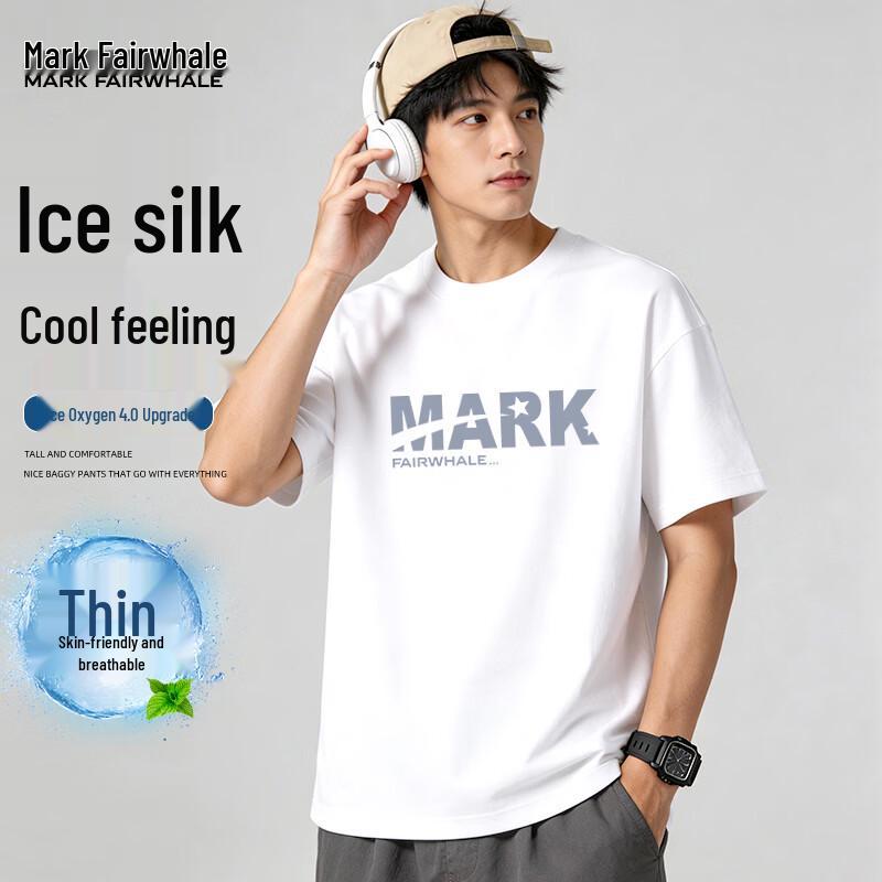 Mark Fairwhale Men s Ice Silk American Street Style Round Neck T-Shirt 2XL