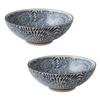 Ramen Bowls, Indigo-dyed Octopus Arabesque Pattern, Set of 2, Mino Ware, Diameter 21.5cm, Height 8.3cm, Capacity 1500cc, 657g, Dishwasher and Microwav