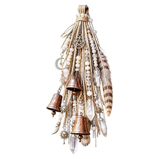 Regalo da Strega per Compleanno, Campanello da Porta da Strega Decorazione,acchiappasole Boho, Carillon a Vento Retrò, Carillon Stella Pentagramma Luna Decorazione per la Casa Ornamento da Appendere