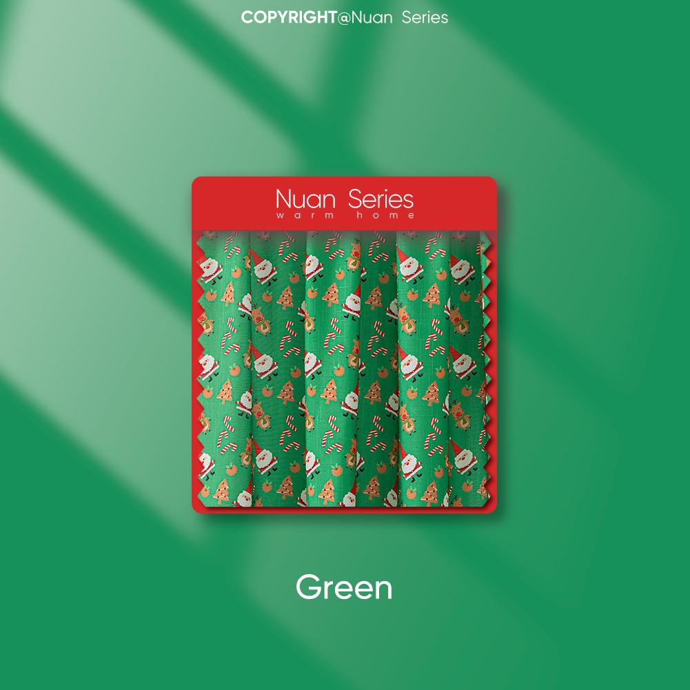 

1PC Nuan Series Christmas Style Semi Blackout Curtains Santa Claus and Elk Pattern Green Curtains for Living Room Bedroom Balcony Window Home Decor W100cm x L130cm зелёный