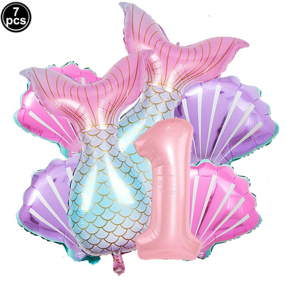 Mermaid Birthday Party Decoration 3D Balloons Cup Plate Napkins Banner For Kids Girls Party Favor Gifts Baby Shower Photo Props