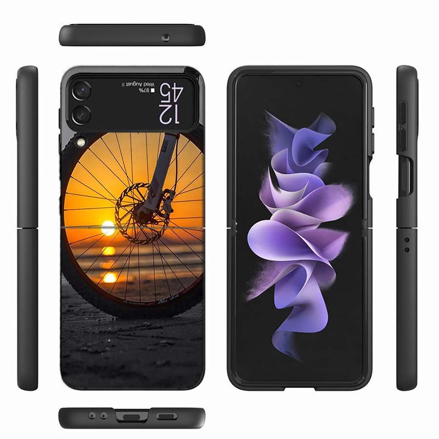Beautiful Sunset and My Bicycle Phone Case For Samsung Z Flip 6 7 5G Z Flip 5 Galaxy Z Flip 3 4 5G ZFlip Shockproof Hard Cover T