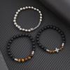 Vintage Multilayer Beaded Bracelet for Men Fashion Hip Hop Tiger Eye's CCB Titanium Steel Cross Beads Bracelets Accessories Men