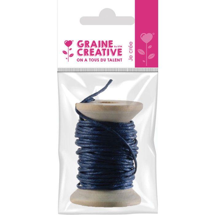 Cordon en coton ciré Bleu marine 5m