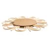 Rattan Bohemian Hanging Wall Mirror with Glass Center for Living Room Bedroom Decorative Sunburst Round Art Piece