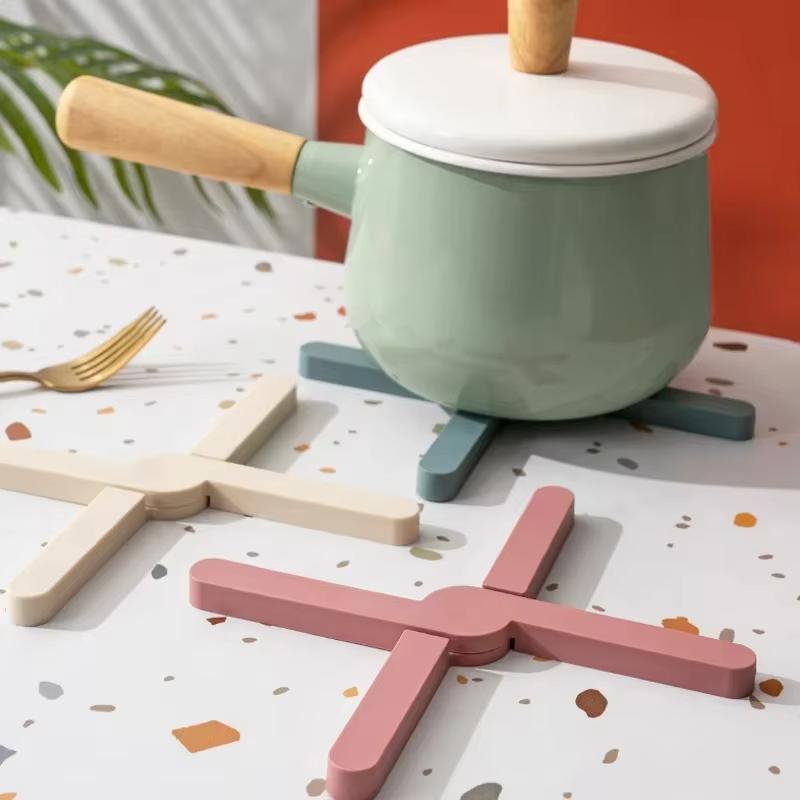 Silicone X Shaped Heat Resistant Pad Foldable Non-Slip Pot Pan Mat Table Placemat Dish Plate Cross Holder Coaster Kitchen