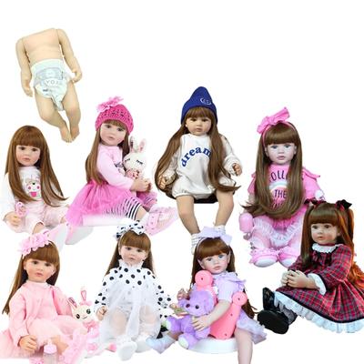Reborn Baby Girl Doll Realistyczna zabawka Pełna silikonowa obudowa 55 CM 22 Cal Długie włosy Księżniczka Maluch Bebe Świąteczne prezenty