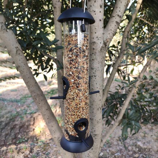 Hanging Birds Feeder Squirrel-proof Birdfeeder Outdoor Birdseed Dispenser Attracts Blue Tits Finches for Garden Wild Birds